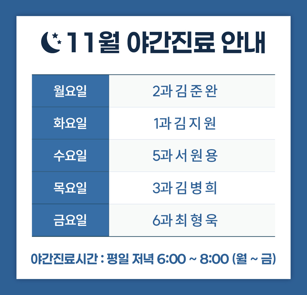 2025년 11월 야간진료 안내